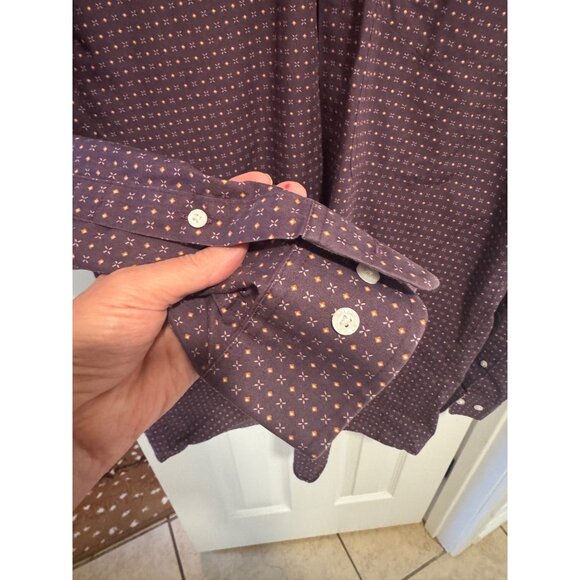 Ariat Mens Wrinkle-Free Long Sleeve Button-Up Shirt Purple M Western Work Cowboy - Picture 12 of 12